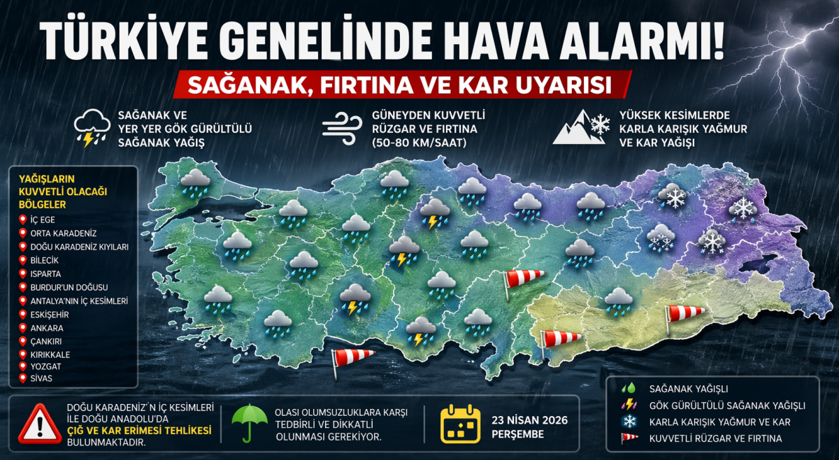 23 Nisan Hava Durumu: Yurt Genelinde Kuvvetli Yağış Ve Fırtına Etkili Olacak