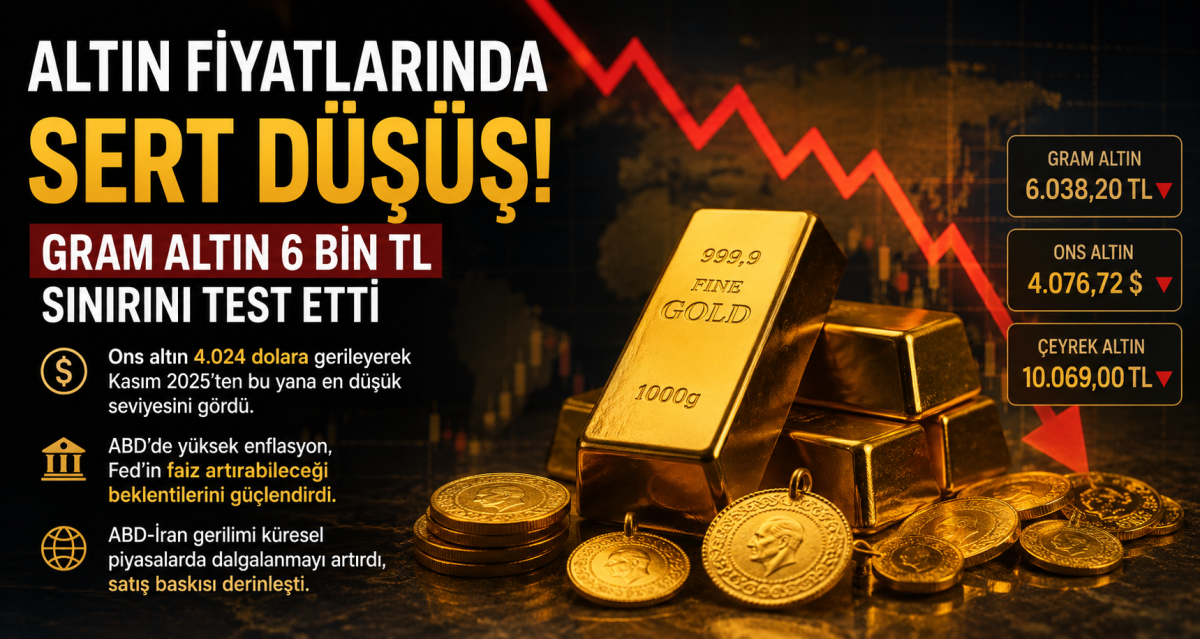 Altında Sert Düşüş: Gram Altın 6 Bin TL Sınırına Geriledi