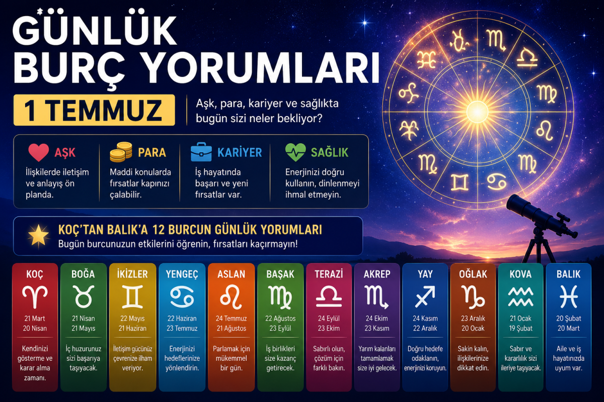 1 Temmuz günlük burç yorumları: Yıldızlar bugün ne söylüyor?